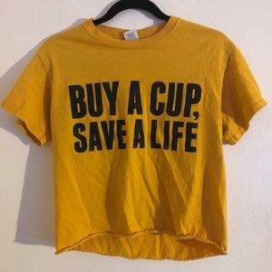 Small yellow bright cropped T shirt